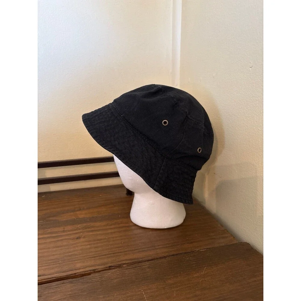 Black bucket hat cotton casual camping sustainable summer basic girl boy teens